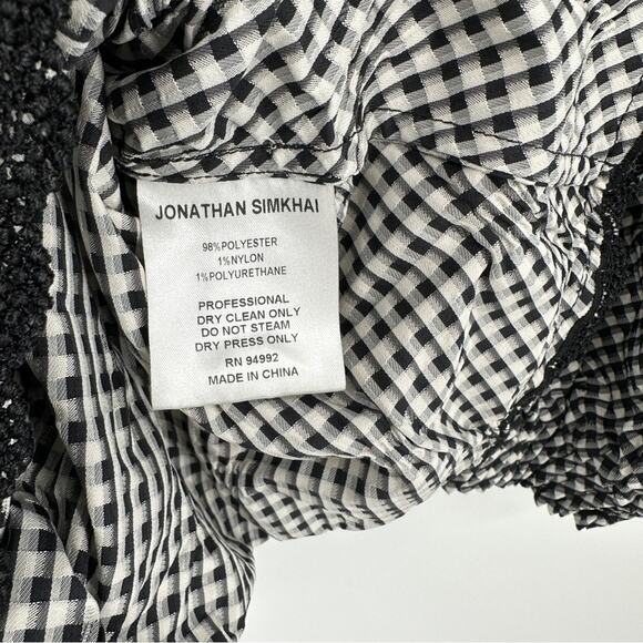 SALE!!!Jonathan Simkhai Black White Checkered  Wrap Blouse Size 4 - Picture 3 of 8